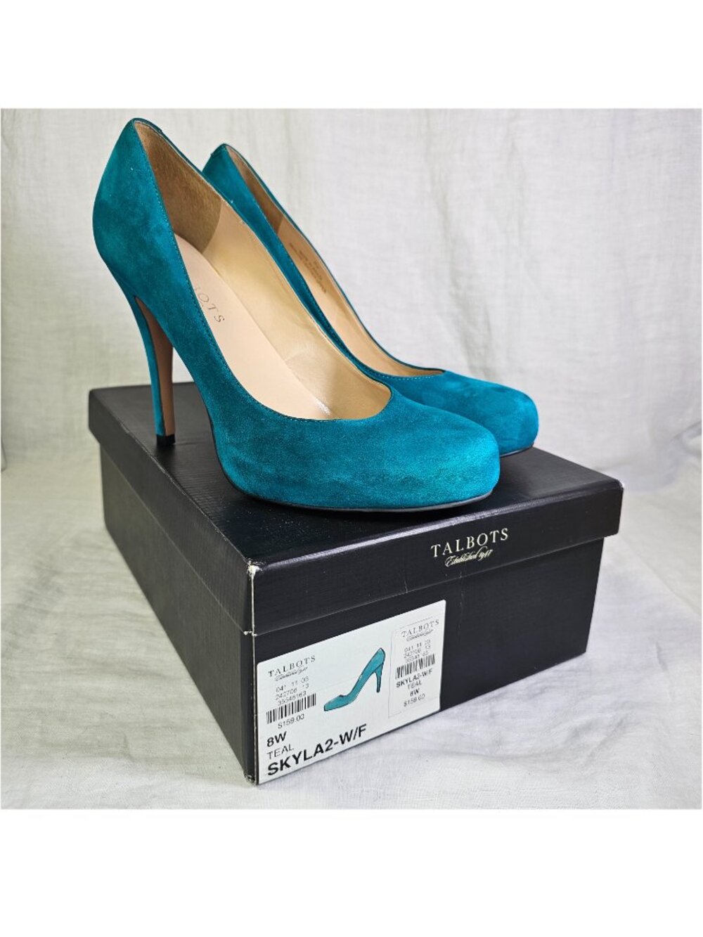 Talbots 8W Skyla 2 Suede 4.25” Stiletto Heels Pumps Teal Turquoise